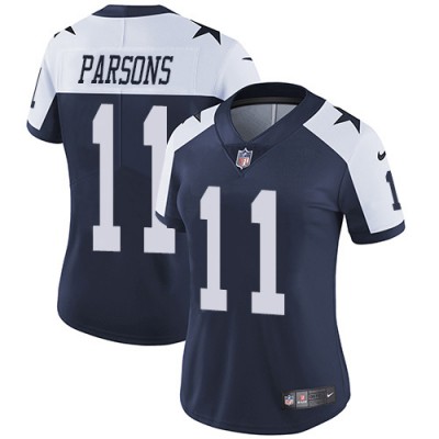 Nike Dallas Cowboys #11 Micah Parsons Navy Blue Thanksgiving Women's Stitched NFL Vapor Throwback Limited Jersey